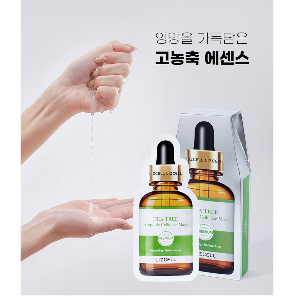 Mặt Nạ Lizcell Tea Tree Premium Ampoule Cellulose Mask Trà Xanh