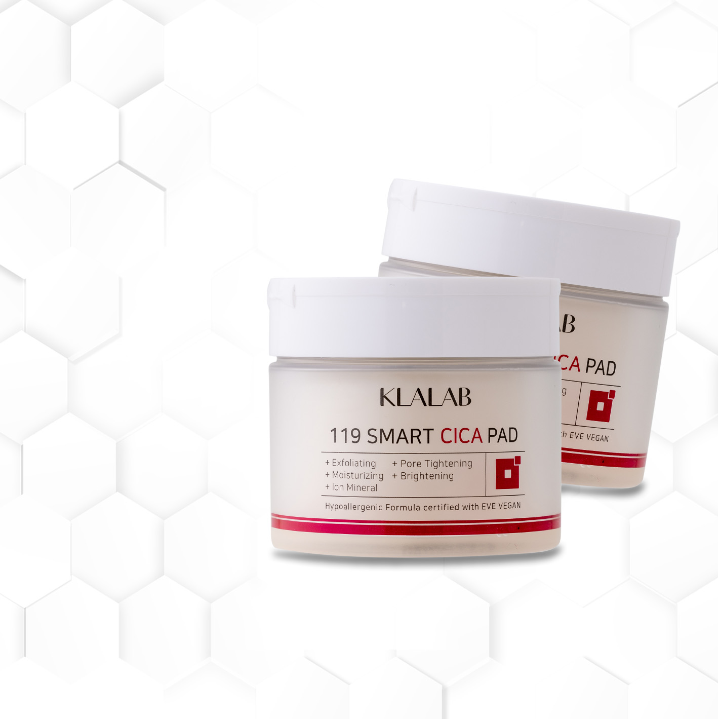 Miếng bông thấm khoáng KLALAB 119 SMART CICA 60PAD | Làm sạch, sáng mịn, phục hồi da 60 miếng